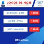 Benevento x Inter e Lazio x Atalanta não terão transmissão nesta quarta; escalações e horário