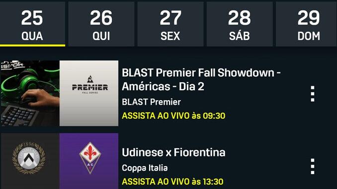 DAZN Udinese x Fiorentina Copa Itália