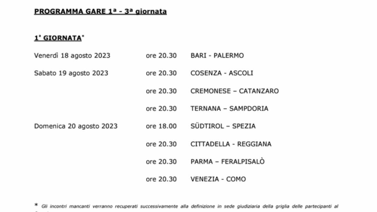 Campeonato italiano Serie B define rodadas iniciais com só 8 jogos