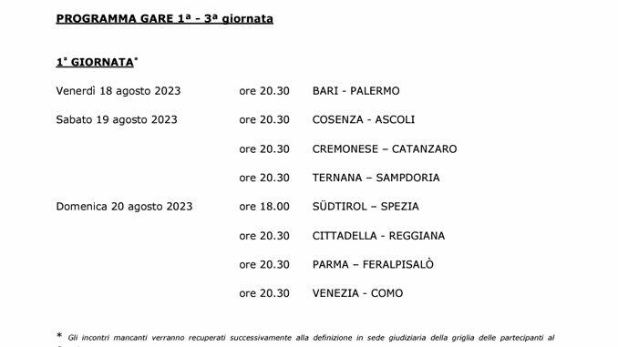 Campeonato italiano Serie B define rodadas iniciais com só 8 jogos