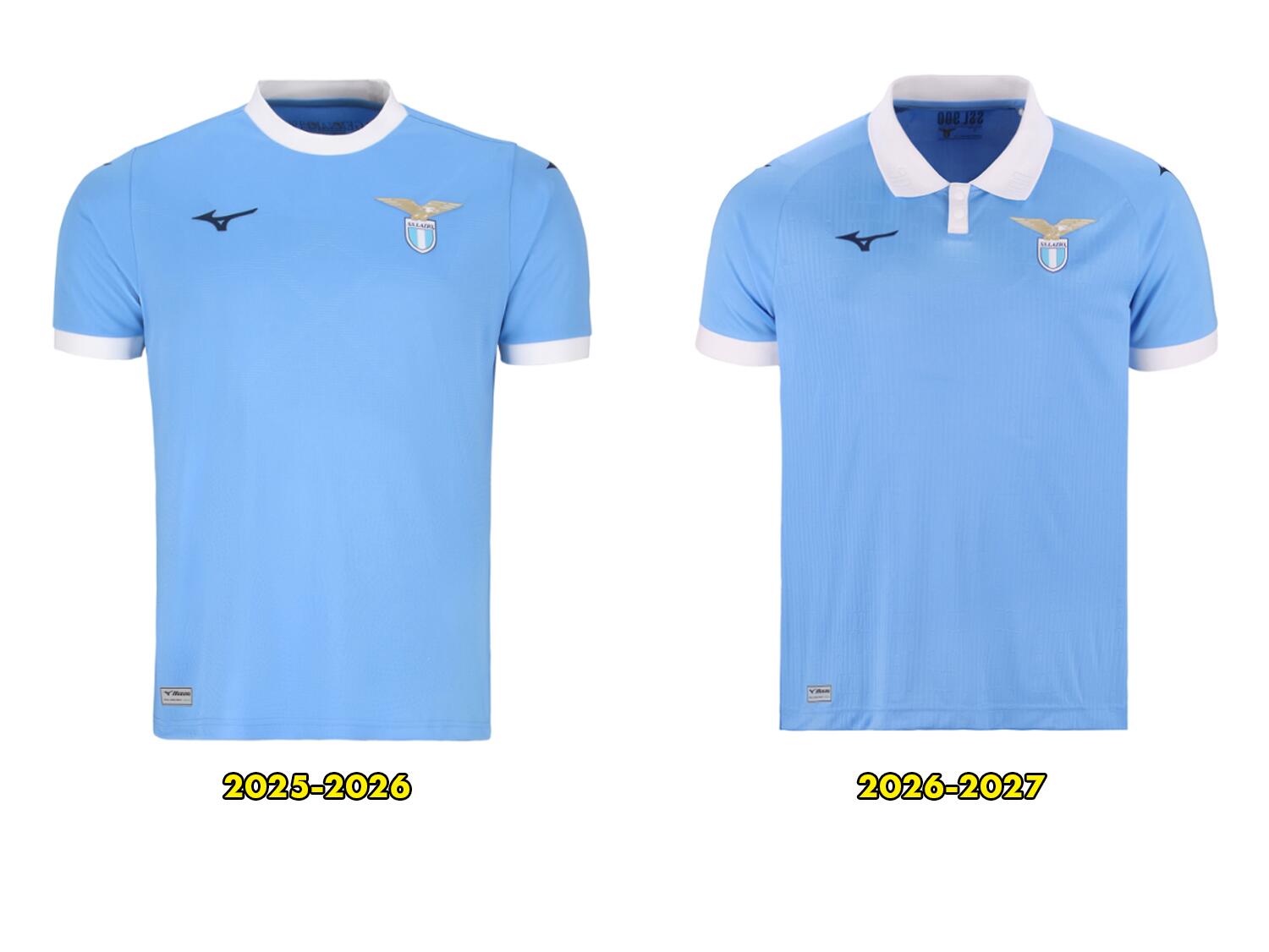 Comparativo camisa da Lazio 2025-2026 vs 2026-2027
