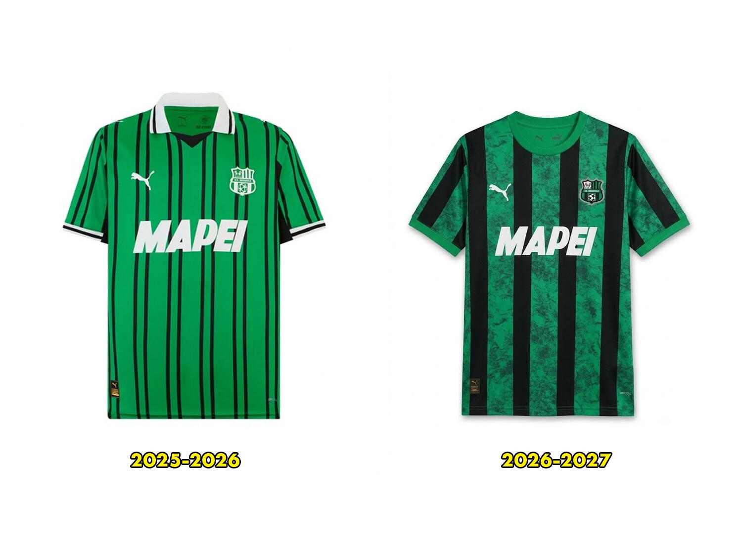 Comparativo Camisa Sassuolo 2025-2026 vs 2026-2027