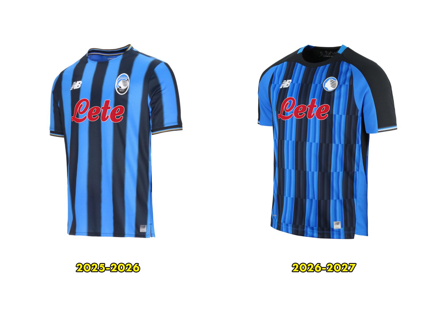 Comparativo Camisa da Atalanta 2025-2026 vs 2026-2027