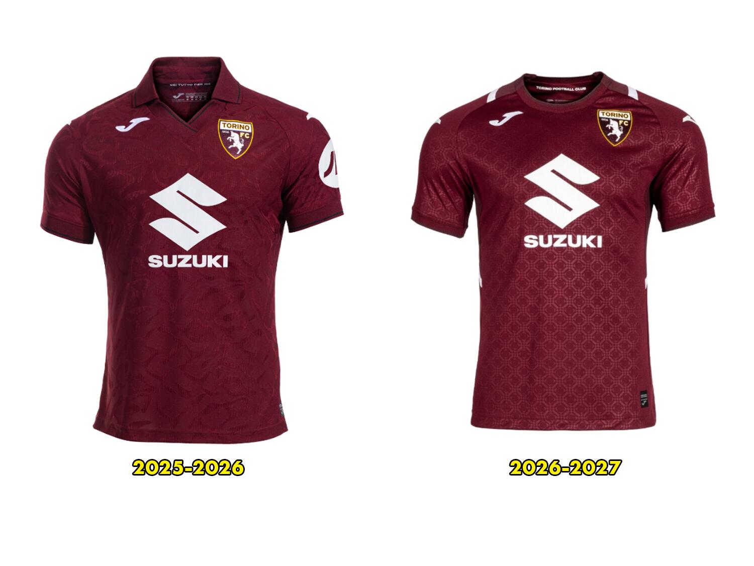 Comparativo Camisa do Torino Joma 25 26 VS 26 27