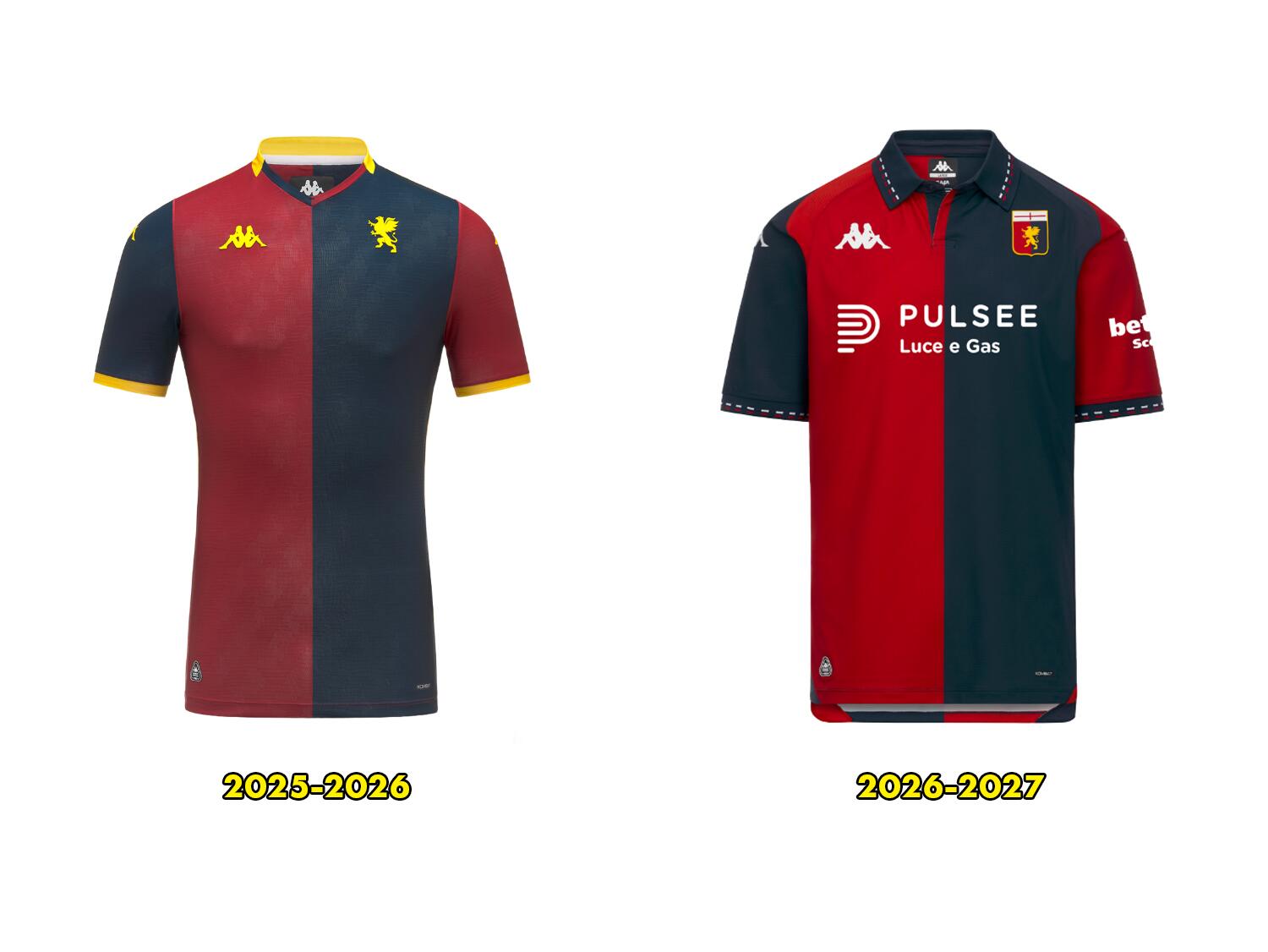 Comparativo Camisa do genoa 2025-2026 vs 2026-2027
