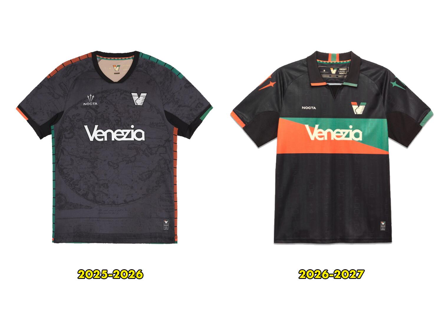 Comparativo Camisa do venezia 2025-2026 vs 2026-2027